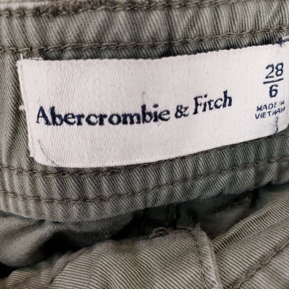 Abercrombie & Fitch Womens Green Cargo Pants Multiple Pockets & Adjustable 28/6 - Picture 8 of 9